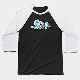 Ocean Surfer Calligraphy Baseball T-Shirt